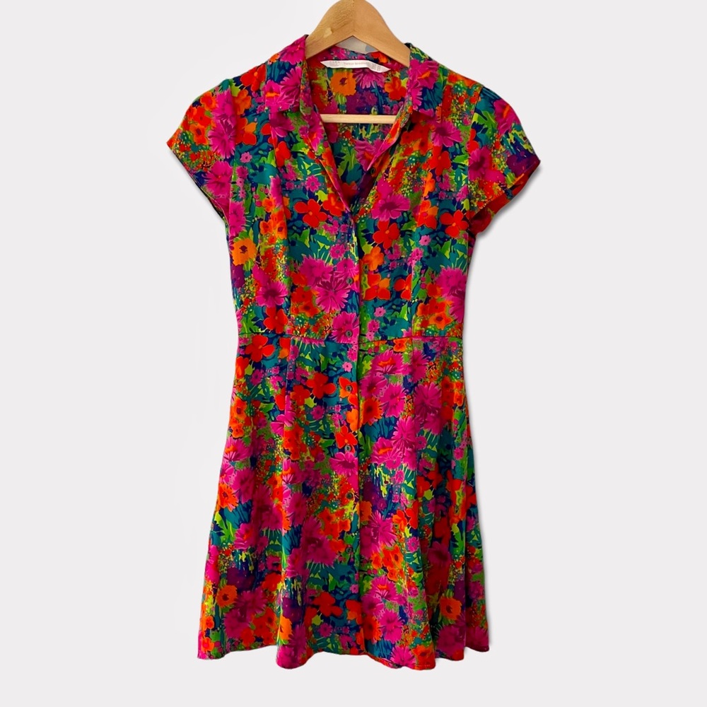 Zara Bright Pink Floral Mini Dress